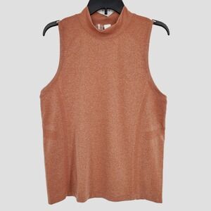 Calia Golf Womens XXL Seamless Mock‎ Neck Tank Top Dark Orange Quick Dry UPF 50+